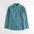 Green Pocket Langarm-Baumwoll-Twill-Shirt für Herren